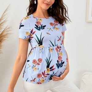 Maternity Floral Print Peplum Top